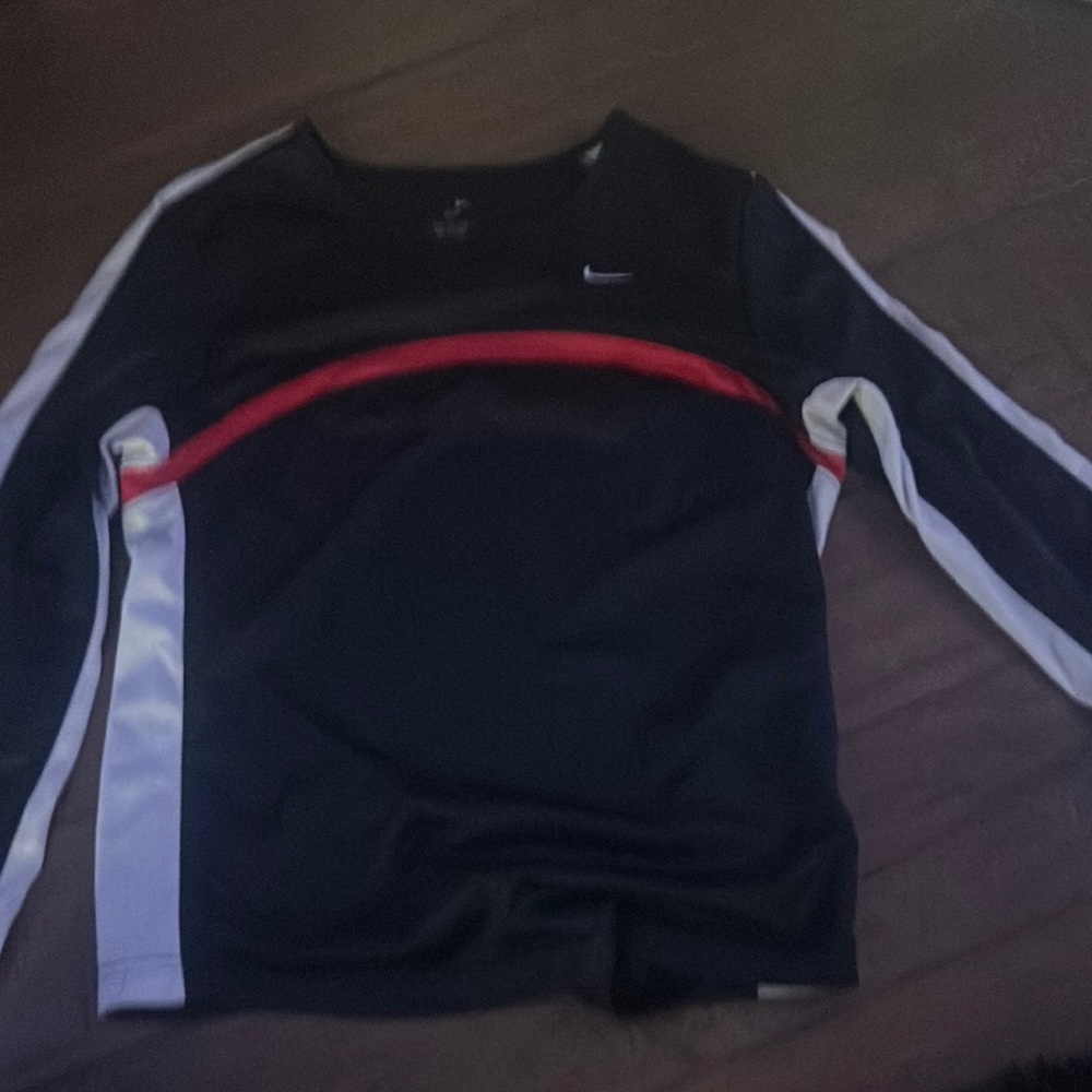 Nike Black and Red Long Sleeve Performance Tee